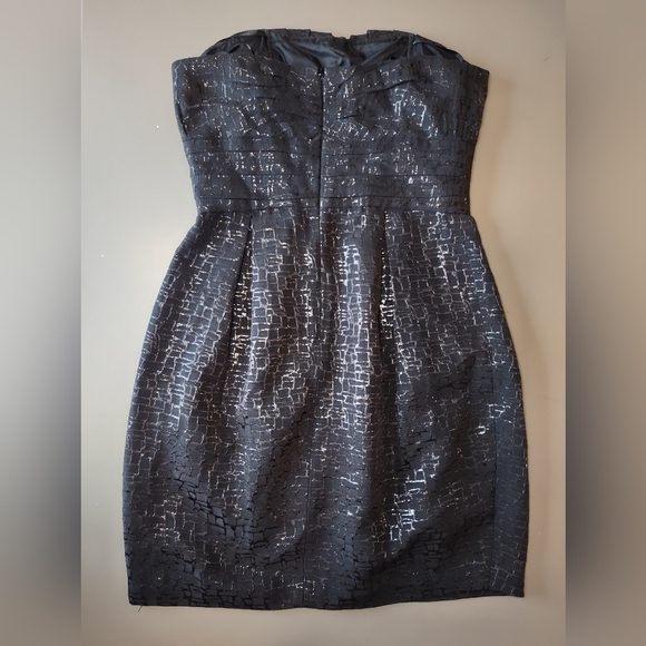 Max & Cleo Black Strapless Textured Pattern Dress - Picture 2 of 10